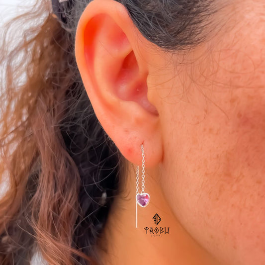 Aros Hart Amatista Plata