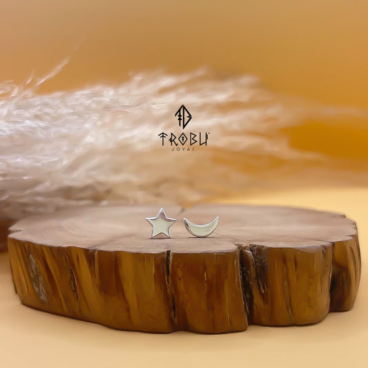 Aros Desigual Luna y Estrella Plata