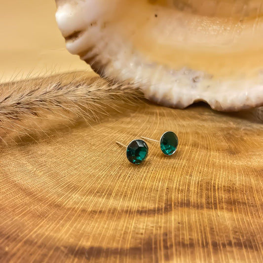 Aros Crystal Esmeralda Plata