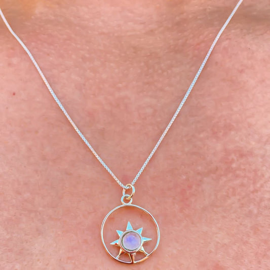 Collar Sol Piedra Lunar Plata
