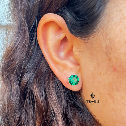 Aros Crystal Esmeralda Plata