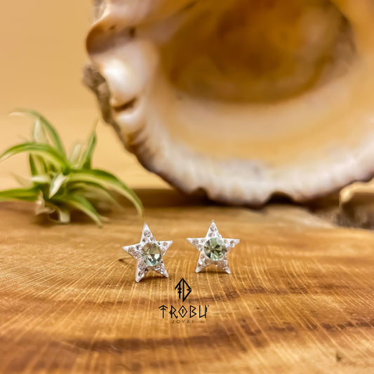 Aros Stella Lusor Green Plata