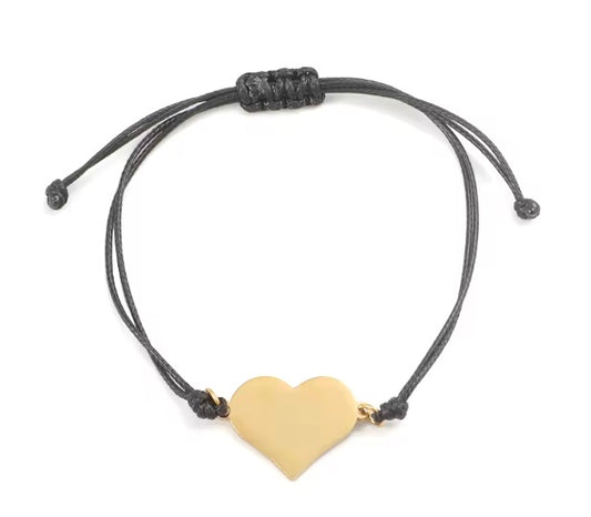 Pulsera Ajustable con Corazón Dorado en Acero Inoxidable