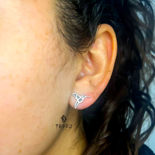Aros Colibrí Black Plata