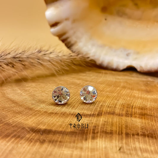 Aros Crystal White Plata