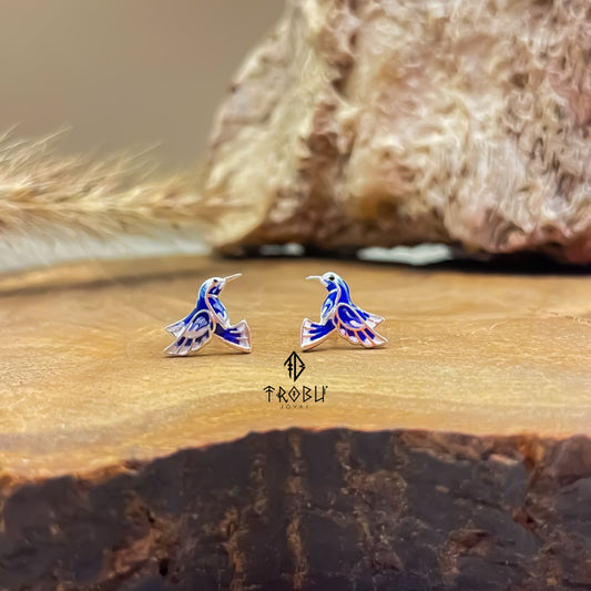 Aros Colibrí Blue Plata