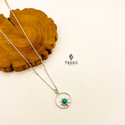 Collar Sol Turquesa Plata