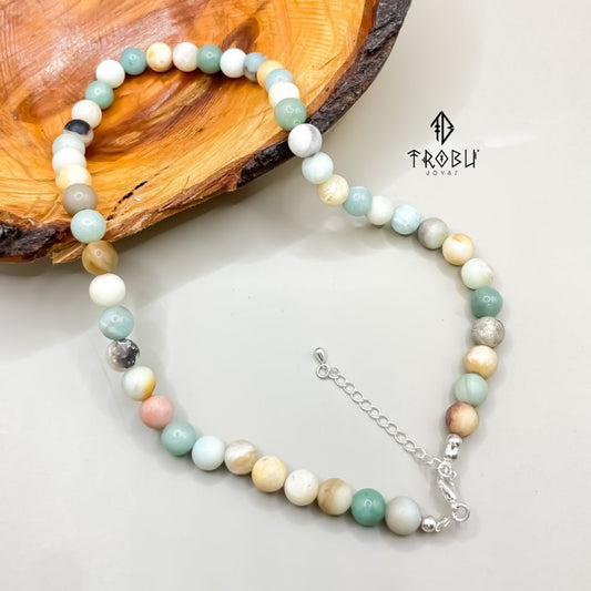 Collar Plata Piedra Koi ~ Amazonita