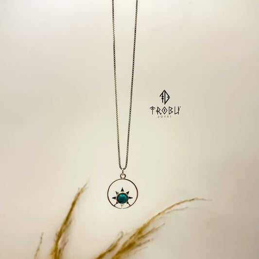 Collar Sol Turquesa Plata
