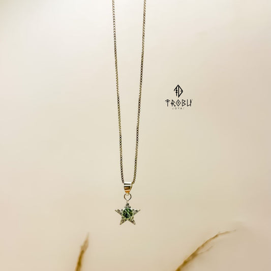 Collar Stella Lusor Green Plata