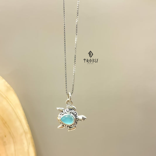 Collar Honu Tortuga | Piedra Calcedonia