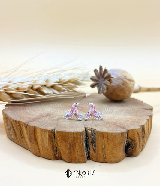 Aros Colibrí Rose Plata